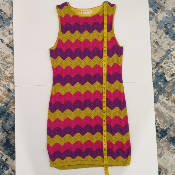 Electric & Rose Multicolor Crochet Zigzag Mini Dress Women's Size Large Vibrant - Picture 12 of 12
